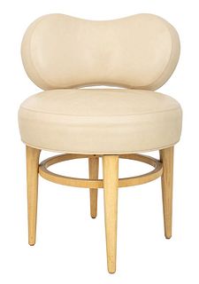 Paul Frankl Attr. Leather Swivel Vanity Chair