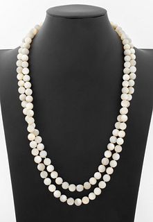 14K Mother of Pearl Bead & Cameo Necklace