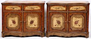 EUROPEAN COUNTRY STYLE PAINTED CHESTS PAIR