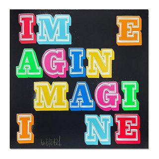 Ben Eine, "Imagine" Framed Hand Pulled Limited Edition Screen Print, Numbered and Hand Signed with Letter of Authenticity.