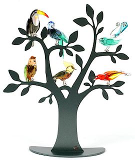 SWAROVSKI CRYSTAL TROPICAL BIRDS AND PARADISE TREE