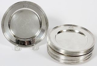 GROUP OF AMERICAN STERLING SILVER BREAD PLATES