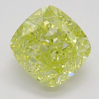1.52 ct, Natural Fancy Intense Greenish Yellow Even Color, VS2, Cushion cut Diamond (GIA Graded), Appraised Value: $42,000 