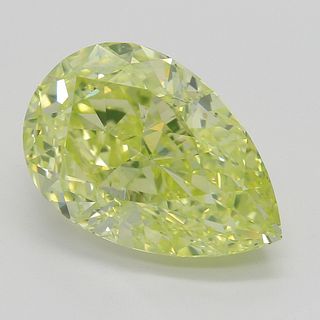 4.30 ct, Natural Fancy Intense Greenish Yellow Even Color, VS2, Pear cut Diamond (GIA Graded), Appraised Value: $264,000 