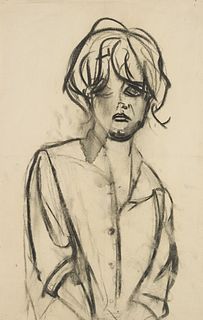 B. BURGER (1892-1968), Portrait of a woman, Charcoal