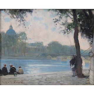 Jules René Hervé, French (1887-1981) Oil on canvas "Along The Seine"