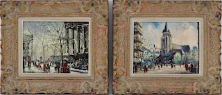 Two (2) Louis Dali, French (1905-2001) Oil on canvas paintings "Parisian Street Scenes"