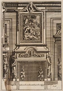 J. LEPAUTRE (1618-1682), Fireplace design, Italian style 2, around 1650, Etching