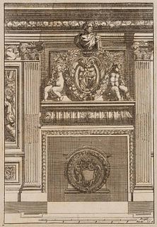 J. LEPAUTRE (1618-1682), Fireplace design, Italian style 4, around 1650, Etching