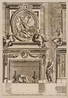 J. LEPAUTRE (1618-1682), Fireplace design, Italian style 5, around 1650, Etching