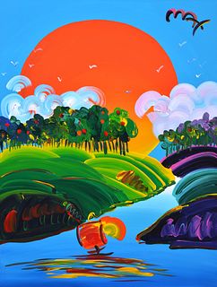 Peter Max Psychedelic Landscape Painting