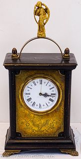 BRASS & WOOD STYLE CARRIAGE CLOCK