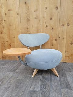 VINTAGE RETRO MODERN CHAIR WITH ATTACHED SIDE TABLE