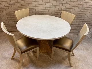 MADE GOODS VINTAGE DINING TABLE AND 4 BLAIR CHAIRS
