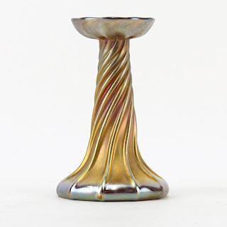 Tiffany Gold Favrile Iridescent Candlestick
