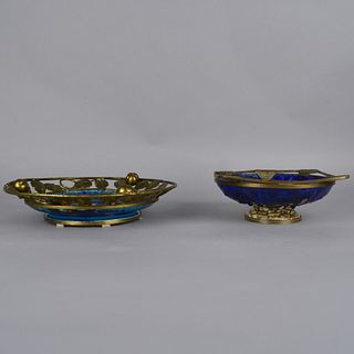 Antique Pottery and Bronze Mounted Footed Bowls