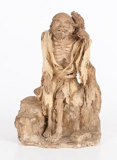 A Japanese Pottery Figure of Gama-Sennin