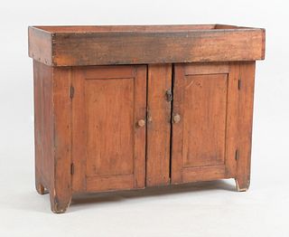 American Country Dry Sink, 19th Century, Red Wash