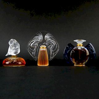 Three (3) Lalique Crystal Perfume Bottles
