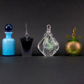 Four (4) Art Glass Perfume Bottles