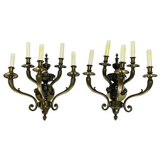 Neoclassical Style Wall Sconces in Solid Bronze after E.F. Caldwell & Co
