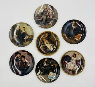 Set of 7 Collectible Plates by Norman Rockwell 1970s-1990s