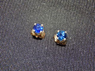 14K Gold & Ceylon Sapphire Stud Earrings 