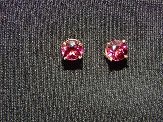 14K Gold & Burmese Ruby Stud Earrings 