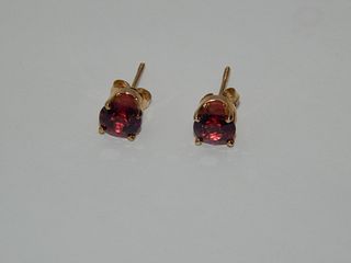 14K Gold & Burmese Ruby Stud Earrings 