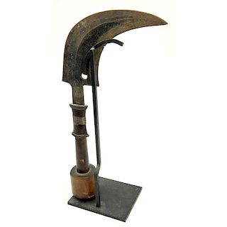 Antique African Mangbetu "Trumbash" Ceremonial Dagger with Stand