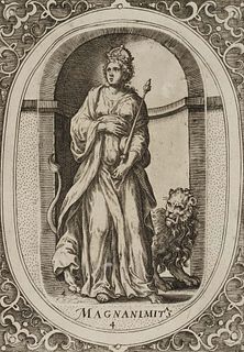 JODE (1570-1634), Allegory of magnanimity, Etching