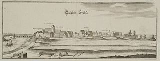 C. MERIAN (1627-1686), Vedute Frohse Sch&#246;nebeck Saxony-Anhalt, around 1650, Etching