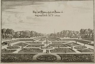 C. MERIAN (1627-1686), Prospectus of the Garden of Orleon, around 1650, Etching