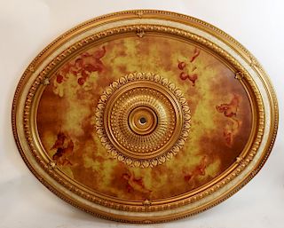 Large scale oval ceiling medallion with cherubs