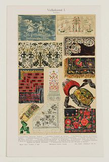 Unknown (20th), Folk Art I., Textiles, around 1918, Lithography