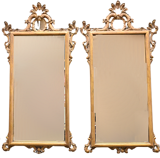 Pair of Italian Carved and Giltwood Mirrors