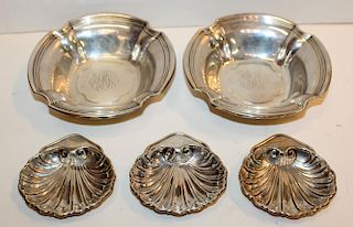 Grouping of 5 sterling silver small plates
