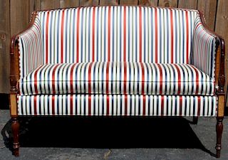 American mahogany settee with fluted legs