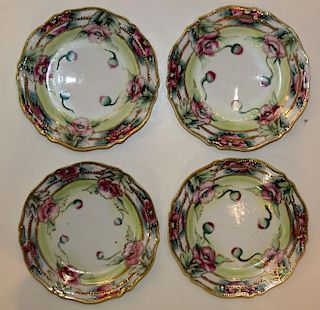 4 Nippon floral plates