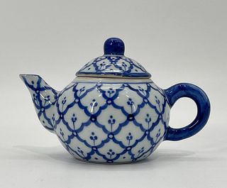 Vintage Ceramic Teapot, hand painted in Blue & White