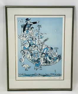 Limited Edition Lithograph by Jovan Obican titled -Yemenite Exodus- 158/1000