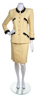 A Chanel Yellow and Black Wool Boucle Skirt Suit,