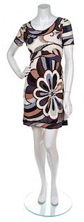 An Emilio Pucci Brown Short Sleeved Dress, Size 10.
