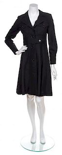 A Galanos Black Wool Coat Dress, No Size.