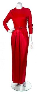 A Geoffrey Beene Red Gown, Size 8.