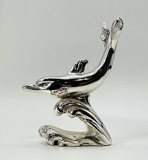 Vintage Dolphin Statuette made in Italy by Nuova Max Art Oro E Argento.
