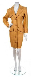 An Yves Saint Laurent Goldenrod Linen Coat, Size 38.