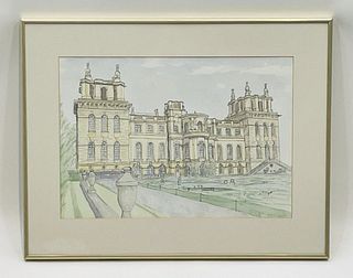 Vintage Lithograph of Blenheim Palace Signed S. Guyott