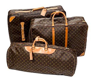 * A Group of Three Louis Vuitton Softsided Suitcases,