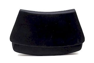 A Prada Black Satin Clutch, 5.5" x 9" x 2".